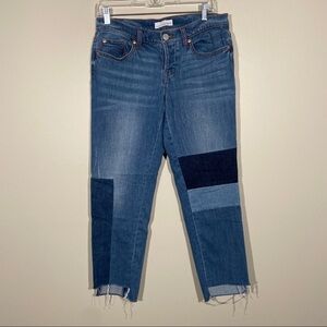 Loft Boyfriend Raw Assymetrical  Button Fly Jeans